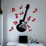 吉他亚克力3D水晶立体墙贴儿童房卡通幼儿园音符音乐教室客厅书房
