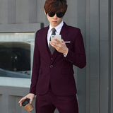 韩国同款男装修身韩版新郎礼服气质潮经典商务绅士二件套西装西服