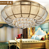 欧式水晶全铜吸顶灯卧室客厅新中式LED无极调光圆形美式灯饰灯具