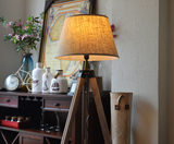 包邮宜家美式大三脚木质落地灯台灯创意简约书房卧室客厅欧式复古