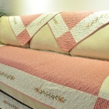 韩式红色格子 田园全棉麻布艺组合沙发防滑沙发垫坐垫沙发巾绗缝