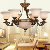 欧式复古全铜吊灯别墅卧室客厅餐厅纯铜美式复式楼梯灯具两用掉灯