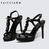 Faiccia/色非2016夏季新款细跟高跟鞋性感女鞋防水台凉鞋B088