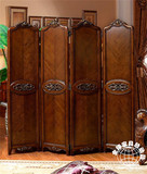 欧式全实木雕刻屏风 美式可折叠古典隔断屏风 高档复古大客厅家具