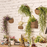 田园复古创意家居客厅吊篮花卉仿真植物壁挂卧室立体墙面软装饰品