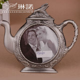 高档锡古相框摆台 办公室卧室餐厅茶壶形装饰摆件 结婚礼品小相框