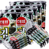 韩国进口食品海牌海苔原味/芥末味海飘即食烤紫菜2g*40包休闲零食