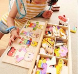 四小熊换穿衣服游戏木制质宝宝幼儿童手抓配对拼图板早教益智玩具