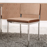 天昊斯家具 简约现代不锈钢布艺餐椅 家用椅子 低背餐椅