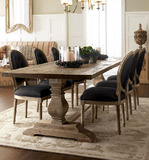 美式乡村实木餐桌椅组合欧式餐台法式餐桌复古做旧长方形吃饭桌子