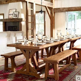 安居幸福美式北欧复古酒吧实木西餐桌椅组合长方形办公桌书桌特价