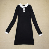 连衣裙春款韩版黑色针织修身气质款长袖包臀连衣裙