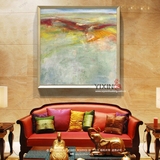 设计师推荐色块抽象纯手绘油画方形欧式风格别墅酒店休闲会所挂画