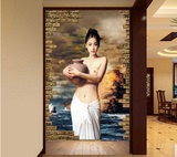 3D个性玄关过道走廊装饰画瓷砖卫生间瓷砖背景墙定制艺术性感美女