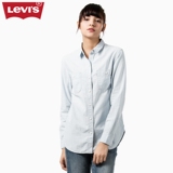 Levi's李维斯春夏季女士蓝色条纹男友版长袖牛仔衬衫19387-0005