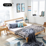 北欧风格床1.8双人床1.5米橡木床原木色全实木板床简约小户型简易