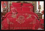 婚庆大红色四件套床上用品贡缎全棉提花4件套床品 结婚用家纺