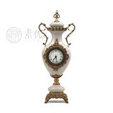 古典美式欧式高档陶瓷配铜冰裂做旧软装样板房客厅玄关时钟闹座钟