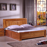 全实木床1.8储物床 双人床 婚床 1.5米厚重款现代中式高箱榆木床