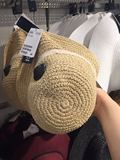 HM H&M专柜正品代购 2016夏女士气质柔软蕾丝丝带编织草帽遮阳帽