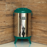 奇家不锈钢奶茶桶保温桶商用果汁豆浆冷热保温桶带温度计10L绿色