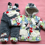 2015新款童装冬季男童衣服宝宝加厚加绒棉衣套装婴儿童外出服冬装