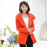 简朵2015冬季新款韩版修身女呢子大衣纯色中长款外套D35102
