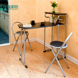 可折叠1桌2椅免组装长方形折叠餐桌椅欧式小户型情侣餐桌椅组合