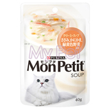 日本代购原装进口猫零食MonPetit鸡胸肉鱼蔬菜奶油浓汤妙鲜包40g
