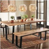 美式 复古做旧实木铁艺餐桌椅 折叠餐桌饭桌酒吧桌办公桌咖啡桌