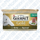 M。德国包邮Gourmet Gold FeinePastete精细猫罐头 鸭+菠菜24*85g
