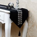 欧式高档奢华古典大气丝绒装饰扣桌旗样板间床旗  茶几布桌垫定做