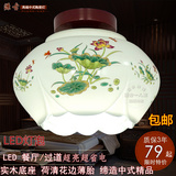 中式古典中国风薄胎陶瓷实木LED过道玄光走廊阳台单头吸顶灯具饰