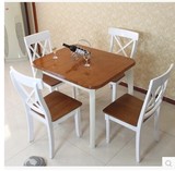 小户型实木地中海可伸缩餐桌现代简约可拉伸可折叠餐台桌椅组合