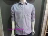 2015新款  名牌男装剪标长袖衬衫 男士加绒紫色条纹衬衣