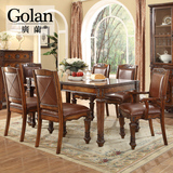 新品广兰家具实木美式乡村6人餐桌椅组合 做旧复古吃饭桌子88826