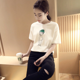 韩版春夏天宽松简约单件穿白色上衣打底衫短袖T恤18-24周岁女装潮