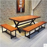 创意铁艺餐桌咖啡桌复古户外阳台休闲桌椅组合实木餐桌椅