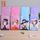 韩国可爱花花姑娘文具盒女小学生时尚笔筒创意纸质变形铅笔盒包邮