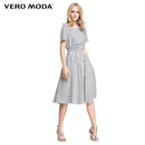 Vero Moda2016新品格纹露背短袖夏季连衣裙31616Z015