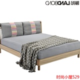 联邦家具实木床双人床1.8米 简约现代布艺靠包婚床北欧1.5m成人床