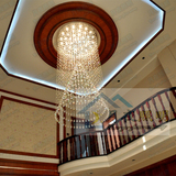 别墅复式楼客厅水晶大吊灯楼梯长吊灯现代LED豪华酒店大厅工程灯