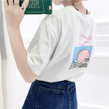 夏季新品韩版ulzzang洋气原宿口袋字母后背可爱印花宽松短袖T恤女