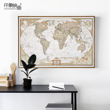 仟象映画 世界地图挂画超大英文版壁画现代客厅装饰画办公室墙画