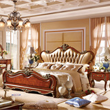 欧式实木床 美式床 高箱储物床欧式双人床深色红家具1.8米8800