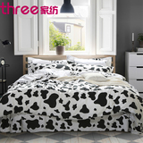 卡通全棉奶牛四件套夏1.8m床简约床上用品2米×2.3被套黑白斑点