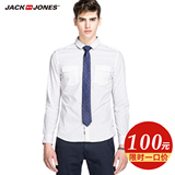 |Jack Jones杰克琼斯夏莱卡男士商务方领长袖衬衫E|214105043