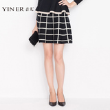 YINER音儿 专柜2015秋冬新款 简约纯羊毛格纹A型半身裙84906557