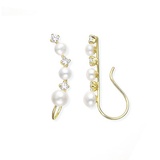 日本代购直邮tsutsumi10k黄金珍珠仿真钻石双用耳夹耳环女无耳洞