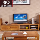 现代新中式全实木电视柜简约客厅家具组合大小户型可伸缩墙地柜